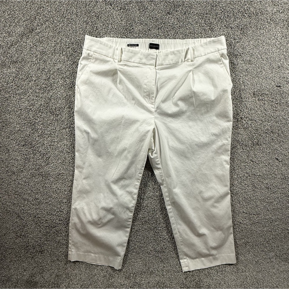 Talbots Bristol Pants Womens 22W White Ankle Stretch Cotton Tencel Plus